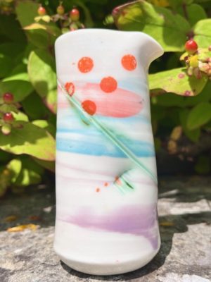 14789a Helen Harrison ceramic porcelain tall pourer jug yellow.jpg