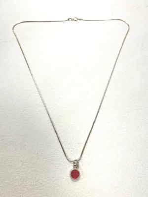 13810 red colour dot pendant silver necklace Clare Lloyd.jpg