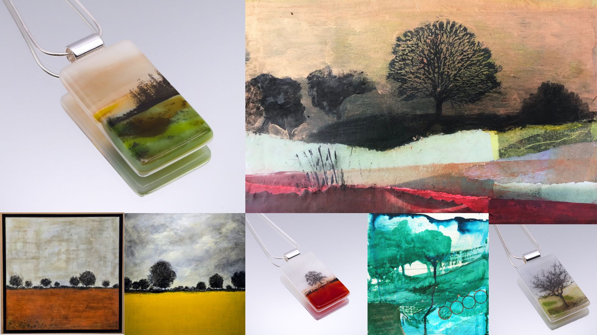 Devon Open Studios 2025 Diannah Lowry, Pam Neaves, Jacqueline Seviour. Mixed Media Paintings and glass fused jewellery
