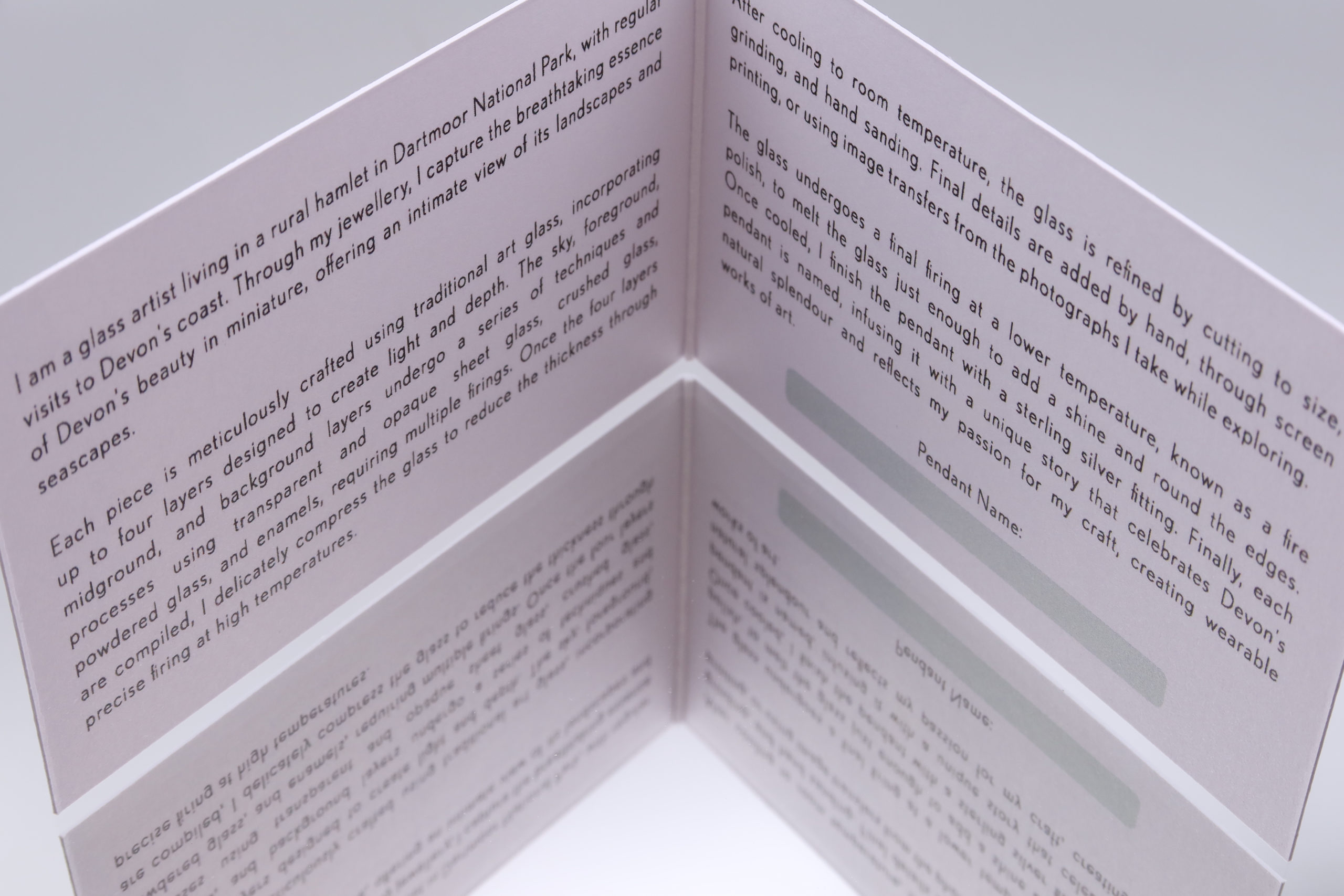 Jacqueline Seviour Glass moorland trees sea coast surf glass pendant Name Card.jpg