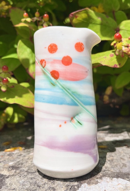 14789a Helen Harrison ceramic porcelain tall pourer jug yellow.jpg
