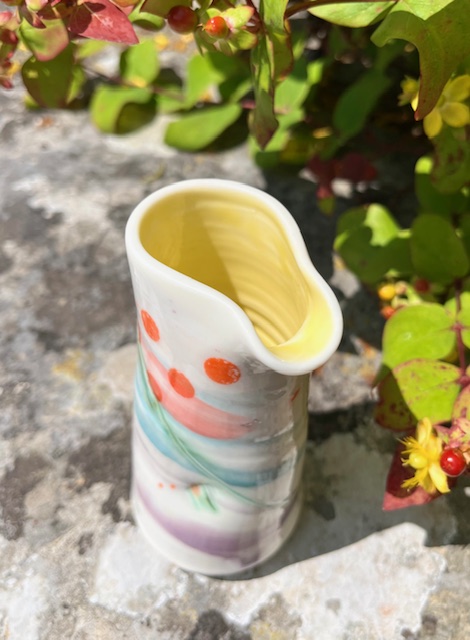 14789c Helen Harrison ceramic porcelain tall pourer jug yellow.jpg